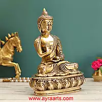 Brass Blessing Buddha Idol - 10 Inch Height