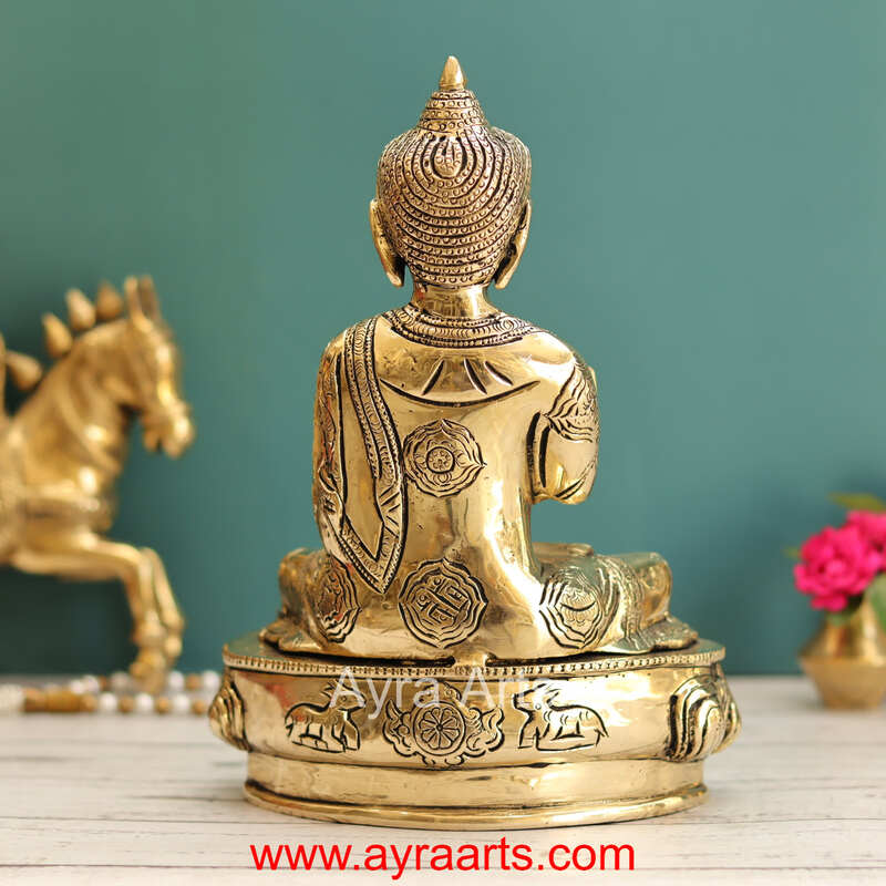Brass Blessing Buddha Idol - 10 Inch Height