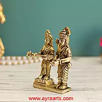 Brass Shiva Parvathi As Annapurna Devi - 5.2 Inch Height