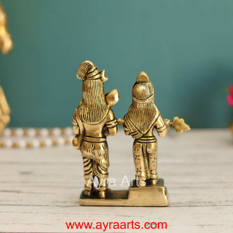 Brass Shiva Parvathi As Annapurna Devi - 5.2 Inch Height