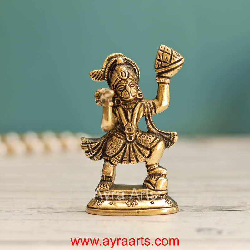 Brass Hanuman Lifted The Sanjeevani Hill - 3.5 Inch Height