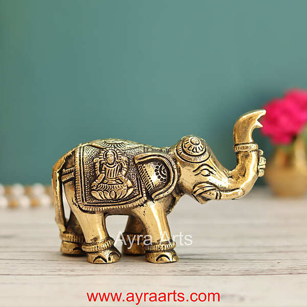 Brass Lakshmi Ganesh Elephant - 3 Inch Height