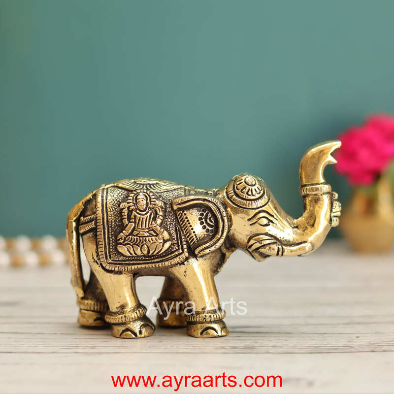 Brass Lakshmi Ganesh Elephant - 3 Inch Height