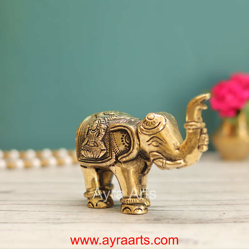 Brass Lakshmi Ganesh Elephant - 3 Inch Height