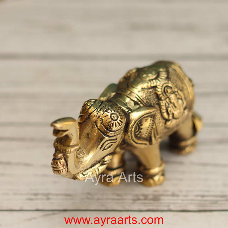 Brass Lakshmi Ganesh Elephant - 3 Inch Height