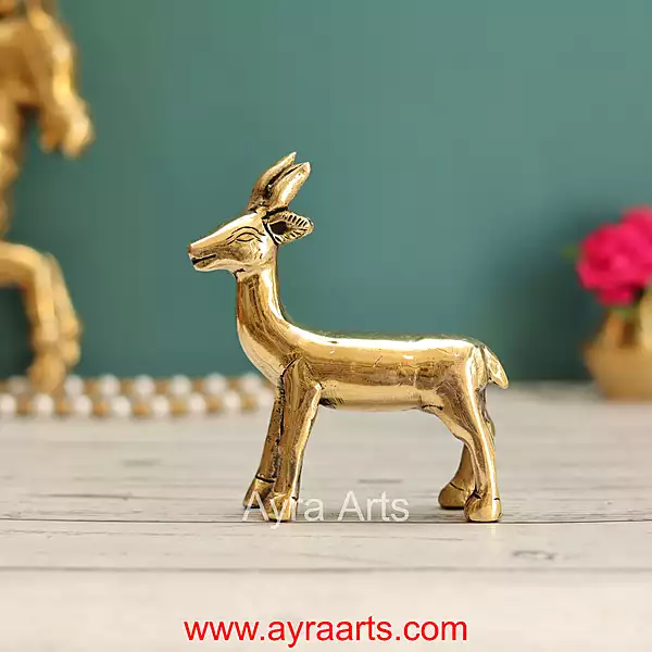 Brass Deer Decor Idol - 4.5 Inch Height