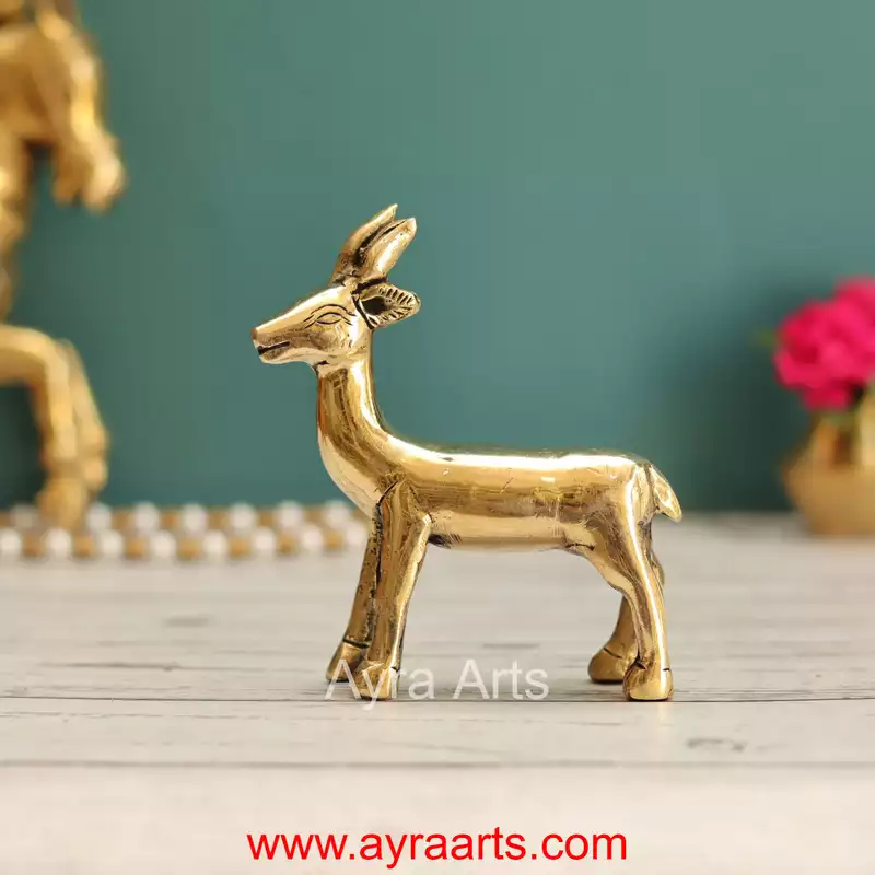 Brass Deer Decor Idol - 4.5 Inch Height