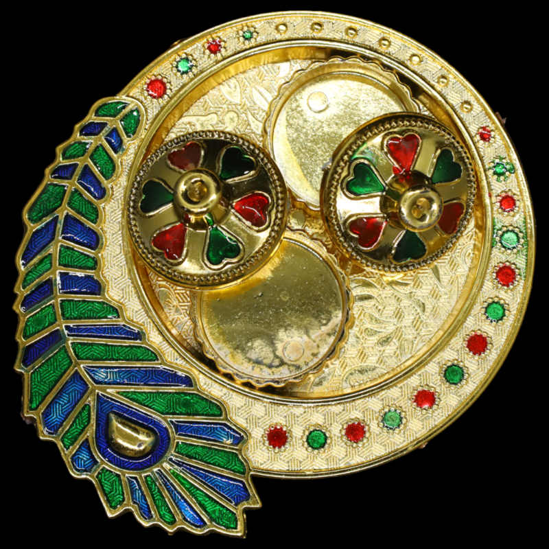 Peacock Feather Blue Red Gold Green Kumkum Dibbi Peacock Feather Blue Red Gold Green Kumkum Dibbi