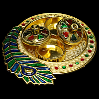 Peacock Feather Blue Red Gold Green Kumkum Dibbi Peacock Feather Blue Red Gold Green Kumkum Dibbi