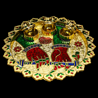 Hand With Flute Round Kumkum Plate Hand With Flute Round Kumkum Plate