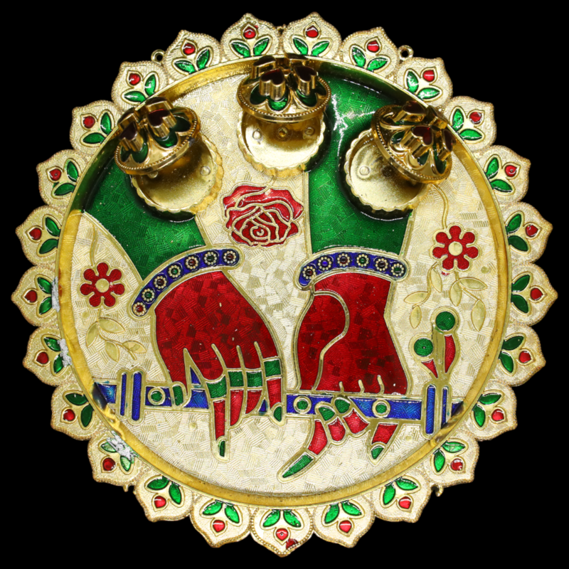 Hand With Flute Round Kumkum Plate Hand With Flute Round Kumkum Plate