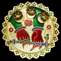 Hand With Flute Round Kumkum Plate Hand With Flute Round Kumkum Plate