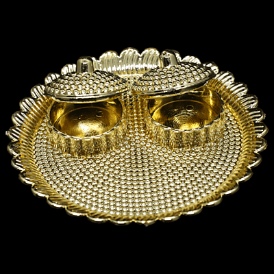 Small Round Tray Kumkum Gold