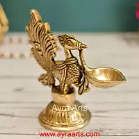 Brass Peacock Single Wick Diya - 5 Inch Height