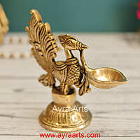 Brass Peacock Single Wick Diya - 5 Inch Height