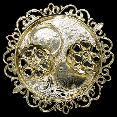 Small Round Designer Tray Kumkum Gold