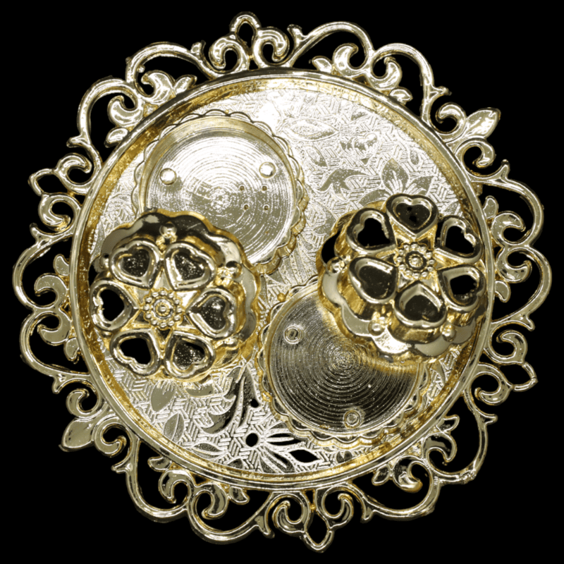 Small Round Designer Tray Kumkum Gold Small Round Designer Tray Kumkum Gold