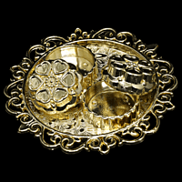 Small Round Designer Tray Kumkum Gold Small Round Designer Tray Kumkum Gold