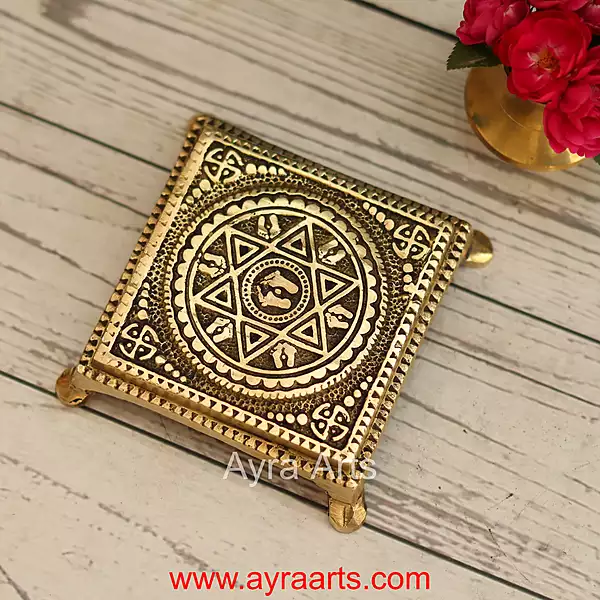 Brass Square Chowki - 4 Inch Length