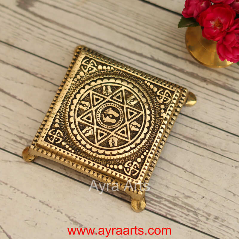 Brass Square Chowki - 4 Inch Length