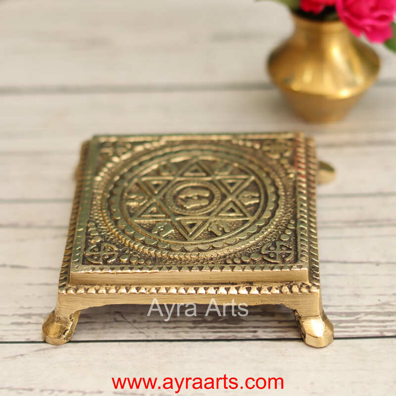 Brass Square Chowki - 4 Inch Length