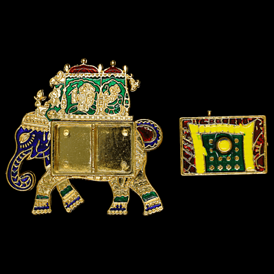 Elephant Red Gold Green Kumkum Dibbi
