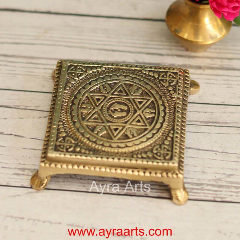 Brass Square Chowki - 4 Inch Length
