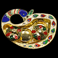 Peacock Blue Red Gold Green Kumkum Dibbi