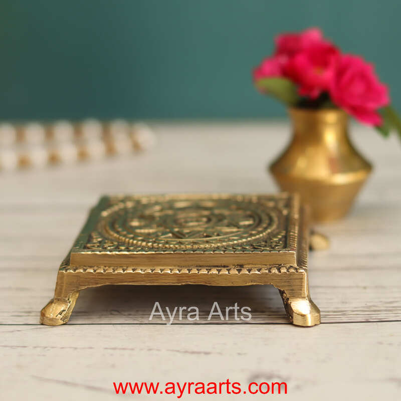 Brass Square Chowki - 4 Inch Length