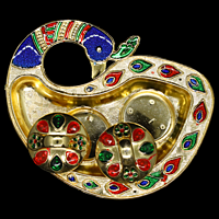 Peacock Blue Red Gold Green Kumkum Dibbi