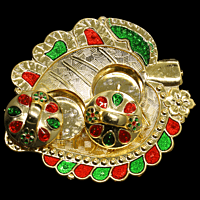 Leaf Red Gold Green Kumkum Dibbi Leaf Red Gold Green Kumkum Dibbi