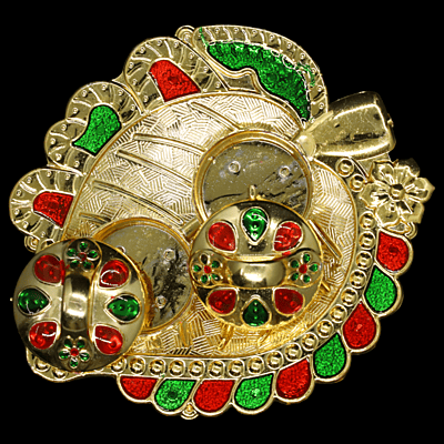 Leaf Red Gold Green Kumkum Dibbi