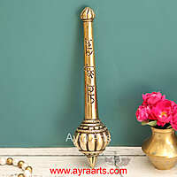 Jai Shri Ram Pure Brass Hanuman Ji Gada for Mandir Home Decor - 6.5 Inch Length