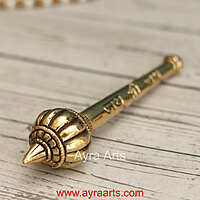 Jai Shri Ram Pure Brass Hanuman Ji Gada for Mandir Home Decor - 6.5 Inch Length