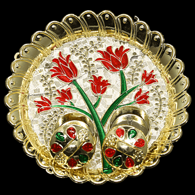 Rose With Stem Plate Kumkum Dibbi