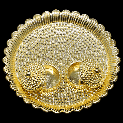Gold Round Plate Kumkum Dibbi Big