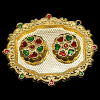 Rectangular Oval Gold Kumkum Dibbi Set