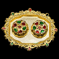 Rectangular Oval Gold Kumkum Dibbi Set