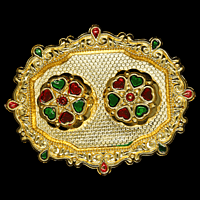 Rectangular Oval Gold Kumkum Dibbi Set