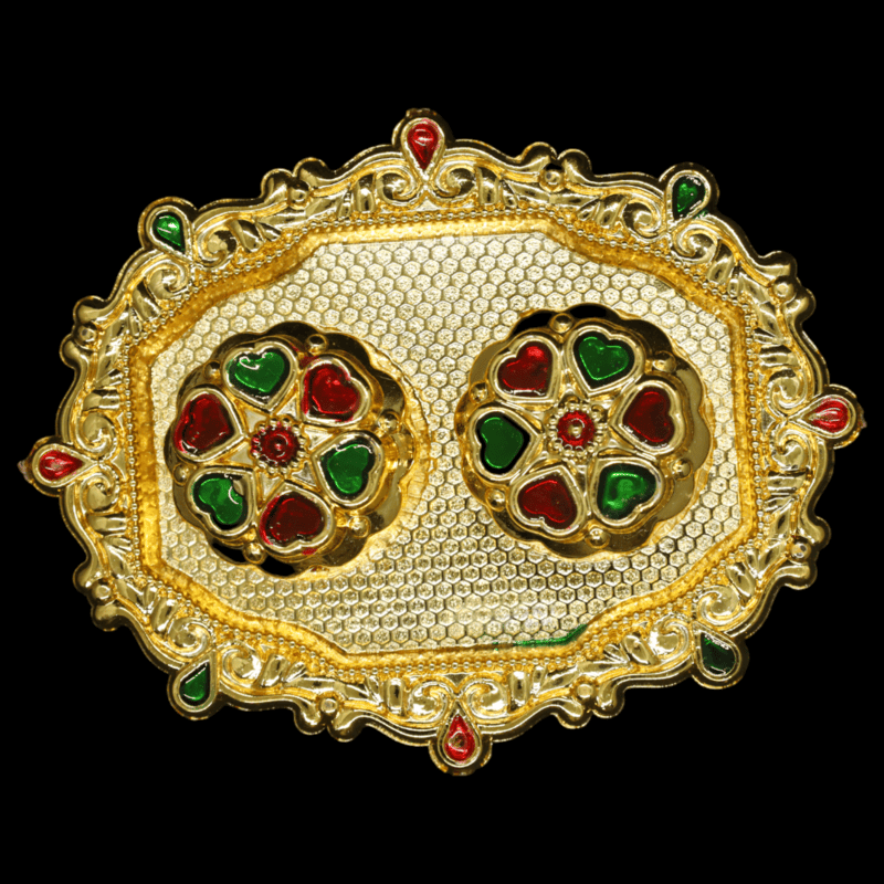 Rectangular Oval Gold Kumkum Dibbi Set