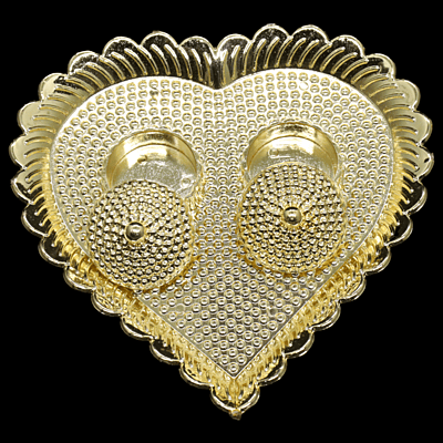 Gold Heart Plate Kumkum Dibbi Big
