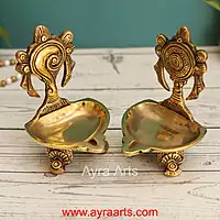 Brass Shanku Chakra Deepam Set - 5.5 Inch Height