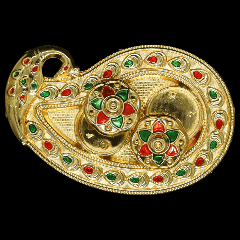 Gold Peacock Kumkum Dibbi Set Gold Peacock Kumkum Dibbi Set
