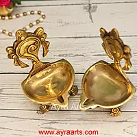 Brass Shanku Chakra Deepam Set - 5.5 Inch Height