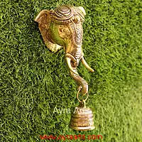 Brass Elephant Wall Hanging With Bell - 5.5 Inch Lenght
