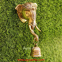 Brass Elephant Wall Hanging With Bell - 5.5 Inch Lenght