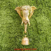 Brass Elephant Wall Hanging With Bell - 5.5 Inch Lenght
