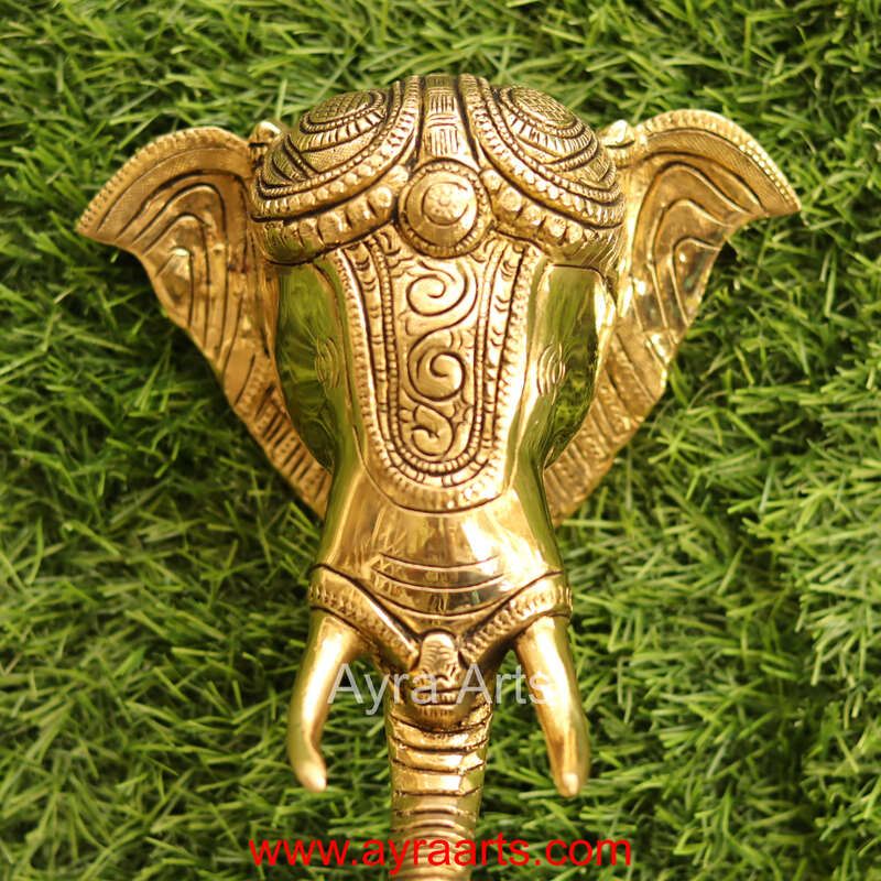 Brass Elephant Wall Hanging With Bell - 5.5 Inch Lenght