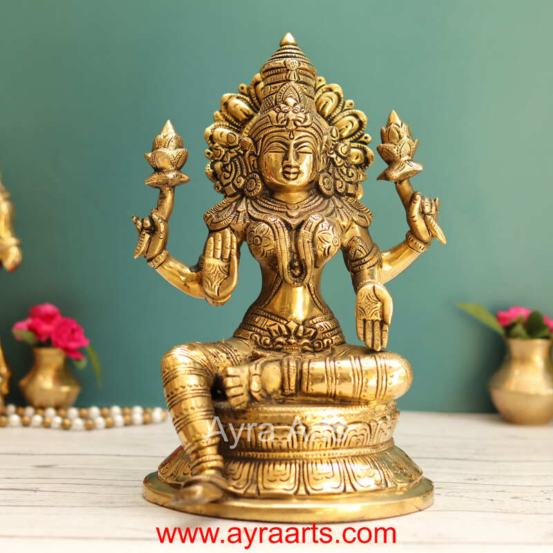 Brass Lakshmi Devi Idol - 10 Inch Height