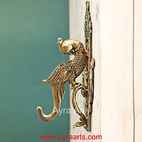 Brass Peacock Wall Bracket - 10 Inch Height